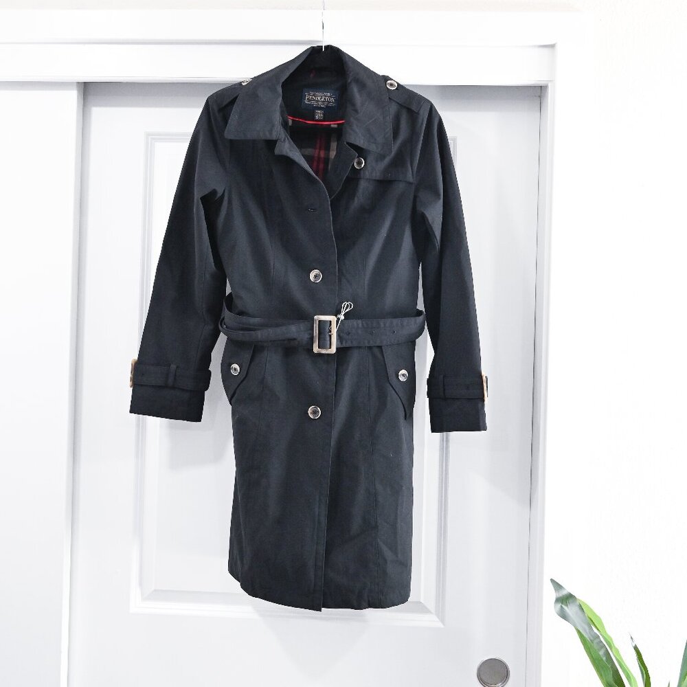 Pendleton Size Xs Black Classic Belted Trench Coa… - image 3
